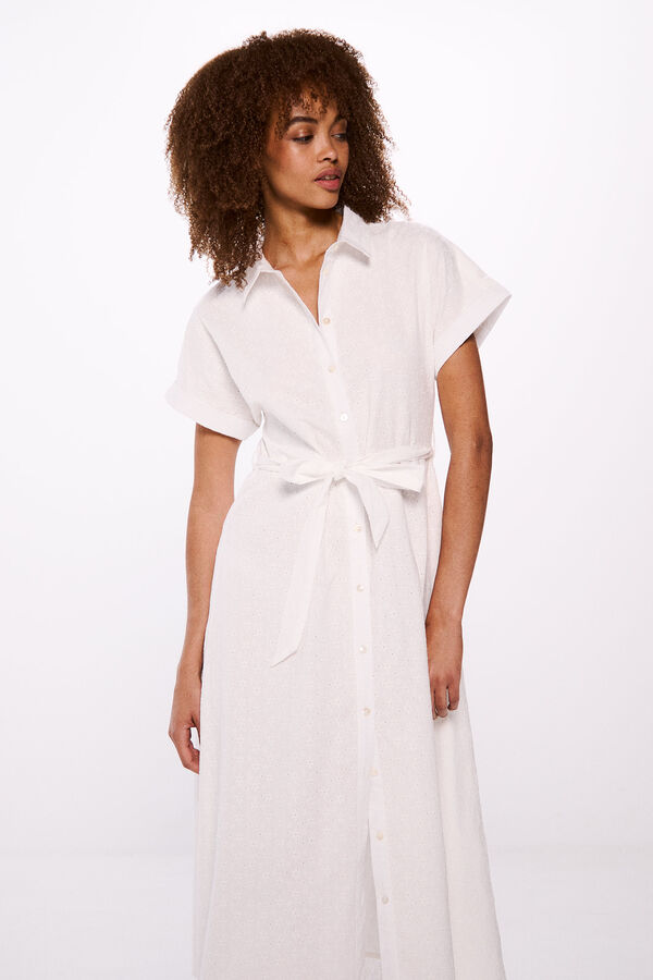Springfield Vestido camiseiro schiffly branco