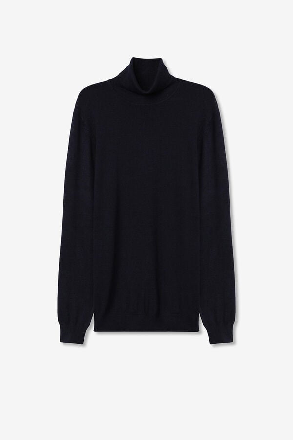 Tiffosi Camisola de malha básica com gola alta azul