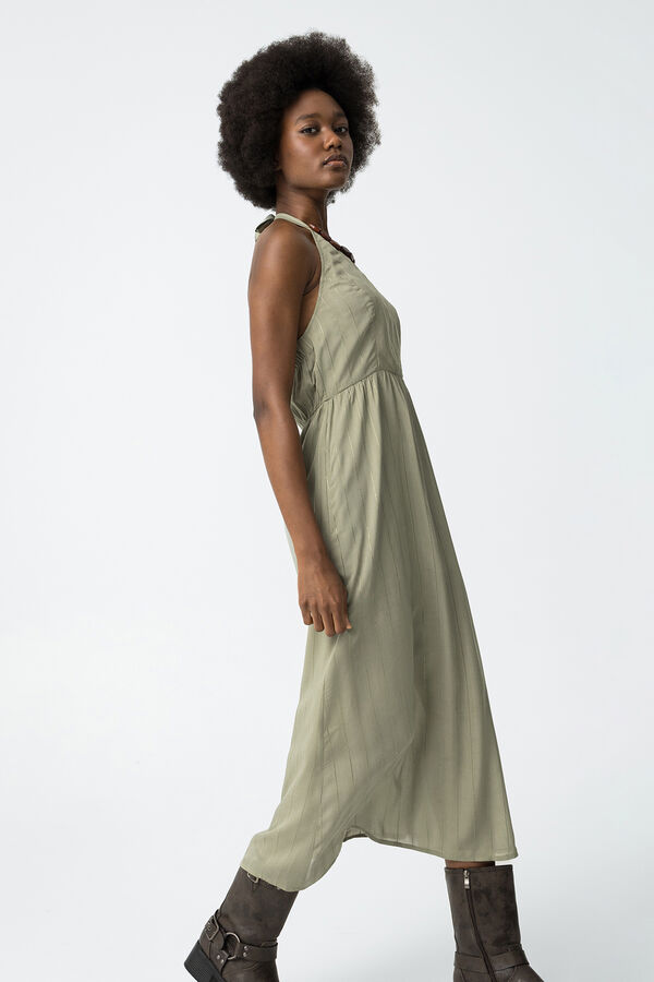 Tiffosi Vestido midi con cuello halter y apliques verde