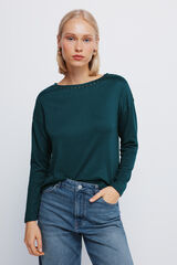 Springfield Camiseta cuello barca tachas verde
