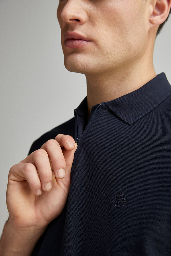 Springfield Polo piqué com fecho-éclair e regular fit azul