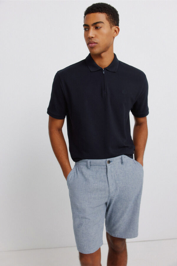 Springfield Bernuda dobby lino comfort fit azul