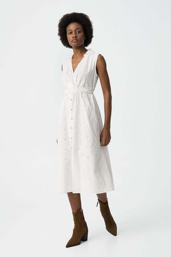 Tiffosi Vestido camisa entrela&ccedil;ado branco