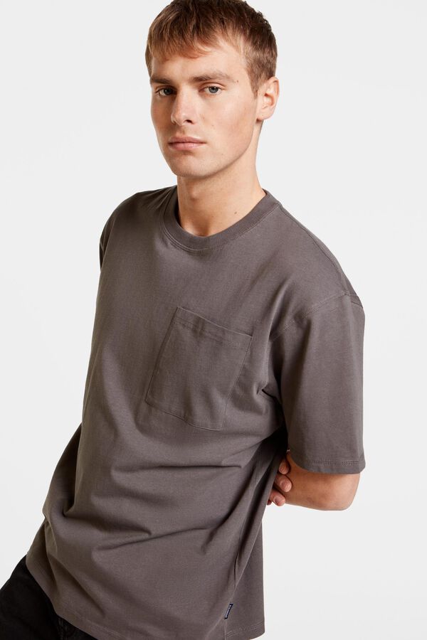 Springfield Camiseta básica bolsillo parche gris oscuro
