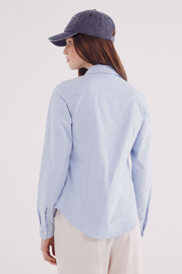 Springfield Camisa Oxford cuello abierto azul