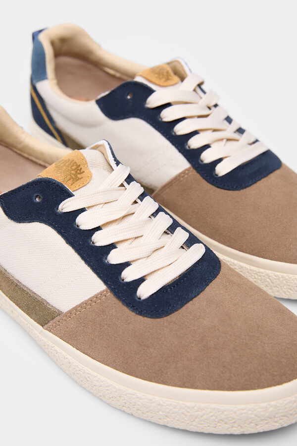 Springfield Zapatilla piel multicolor marr&oacute;n