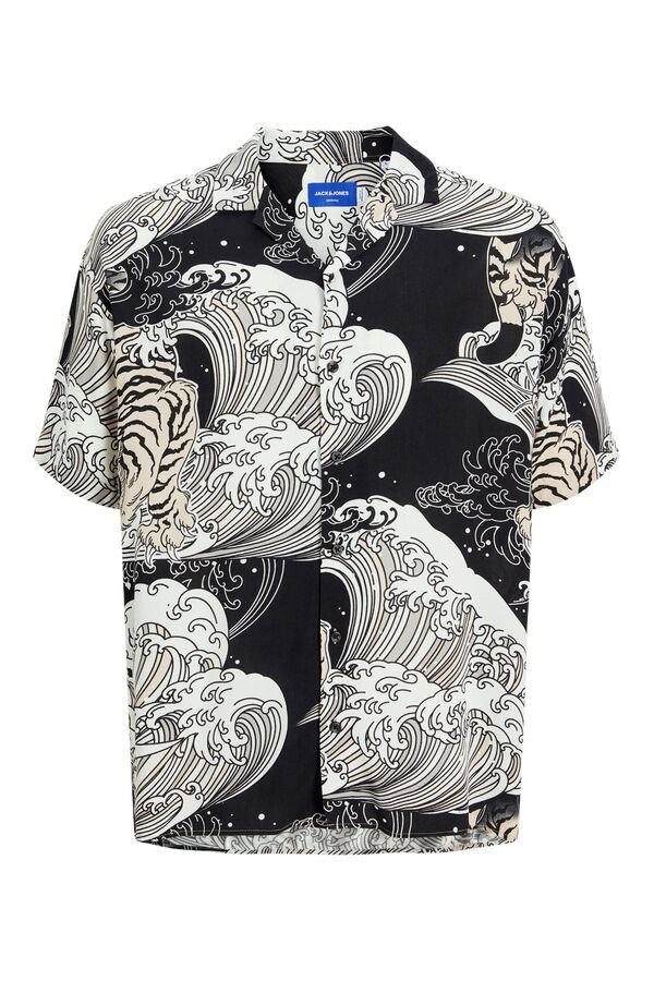 Jack & Jones Camisa manga corta estampado japon&eacute;s gris