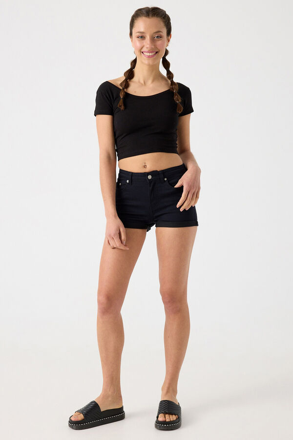 Inside Camiseta Cropped Escote Espald negro