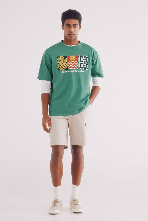 Springfield Camiseta estampado tropical verde