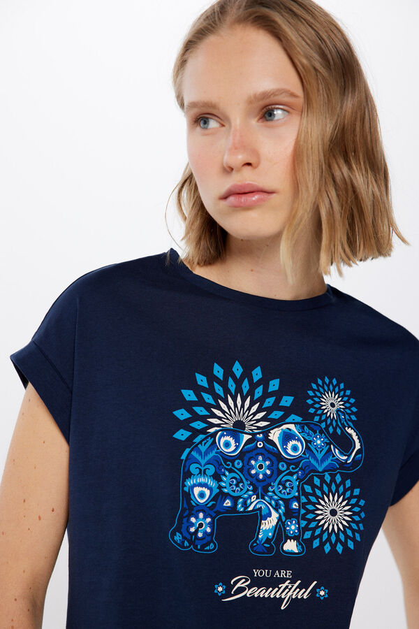 Springfield Camiseta Gr&aacute;fica &Eacute;tnica azul