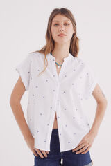 Springfield Blusa Oxford cuello mao ligera blanco