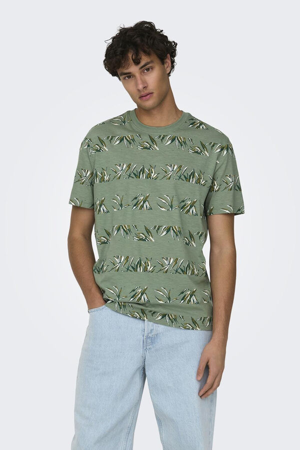 Only & Sons Camiseta estampado palmeras verde