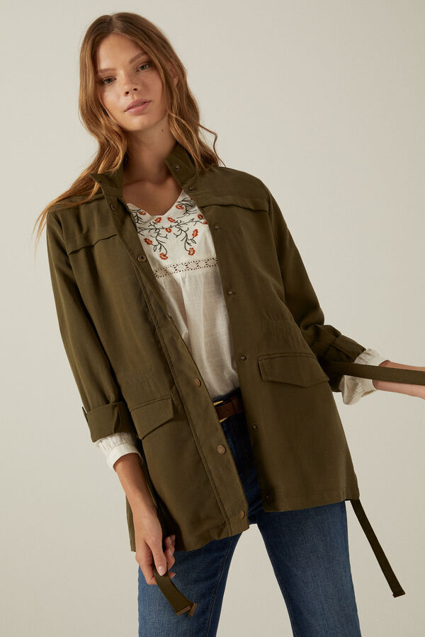 springfield Chaqueta sahariana fluida verde