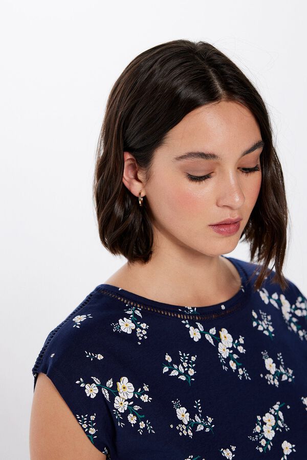 Springfield Camiseta Estampada Lace Entredos azul