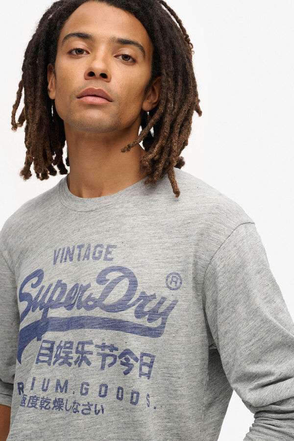 Superdry T-shirt de manga comprida cinzento