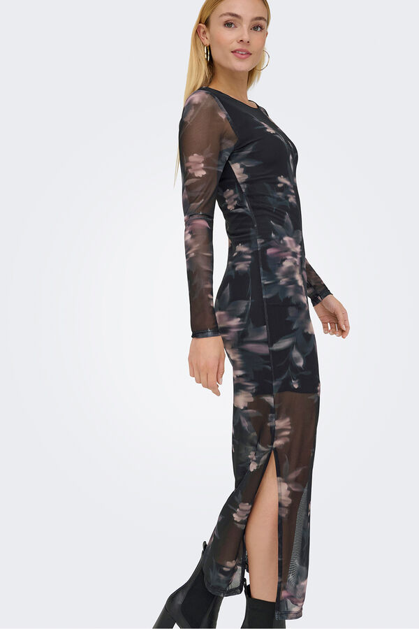 Only Vestido longo semitransparente cinzento