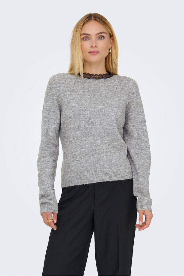 Only Jersey detalle encaje gris