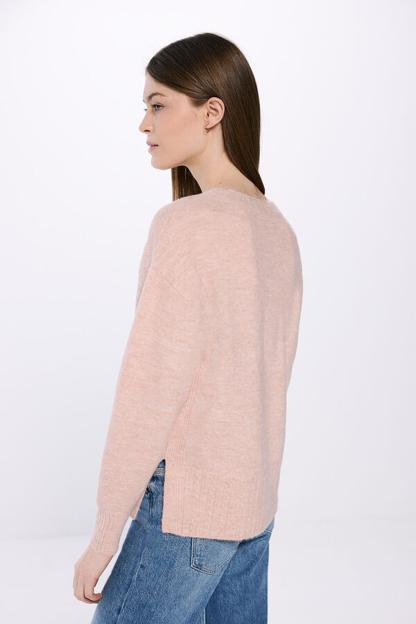Springfield Suéter com riscas em relevo rosa