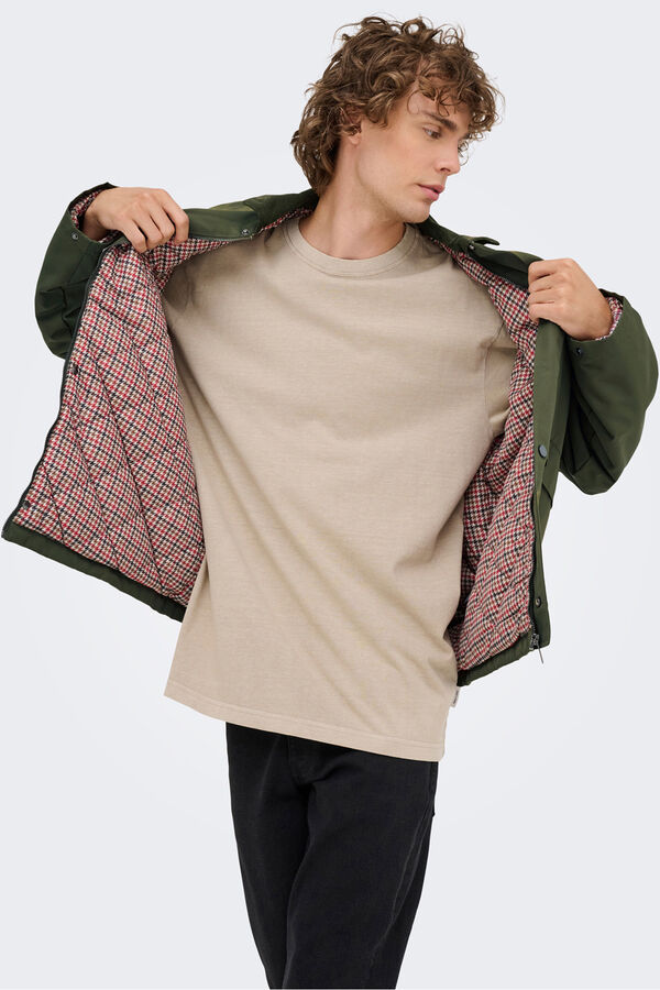 Only & Sons Casaco de gola de veludo cotel&ecirc; verde