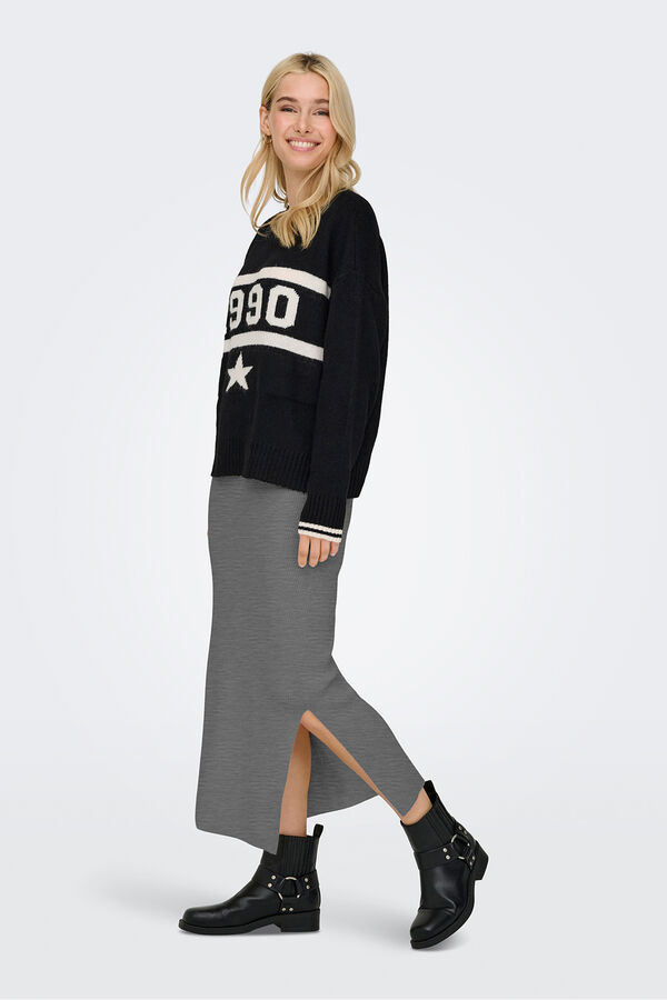 JDY Falda midi punto gris