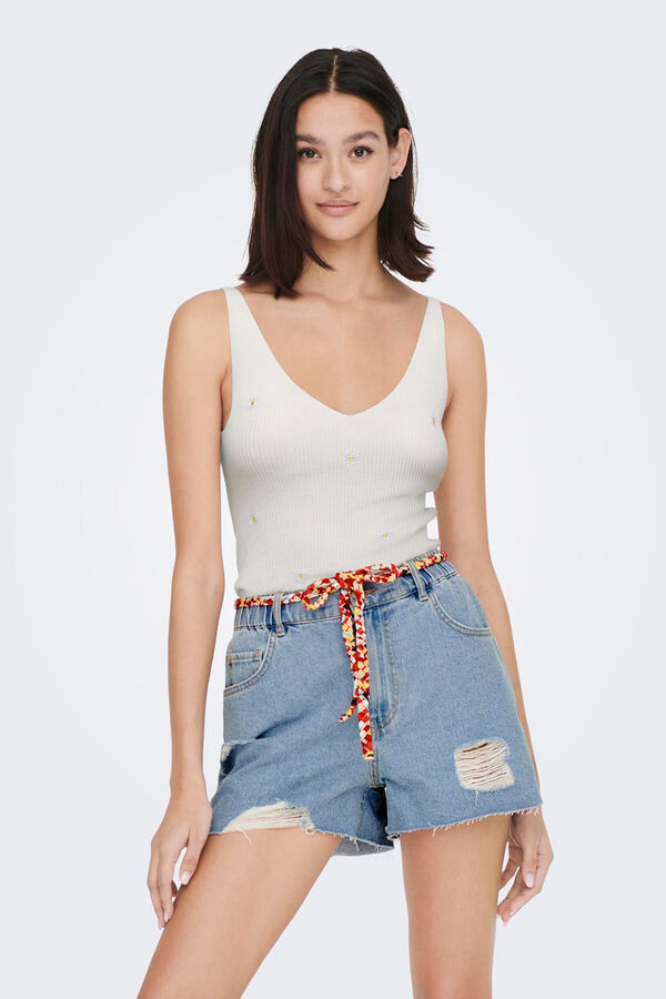 JDY Top de malha bordado branco