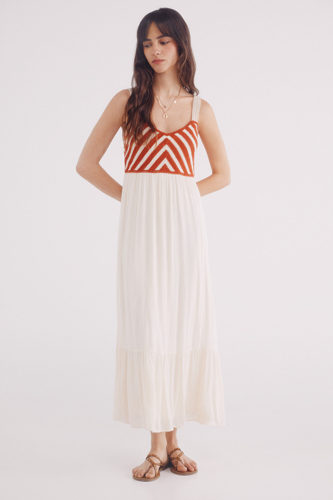 Springfield Vestido midi combinado crochet