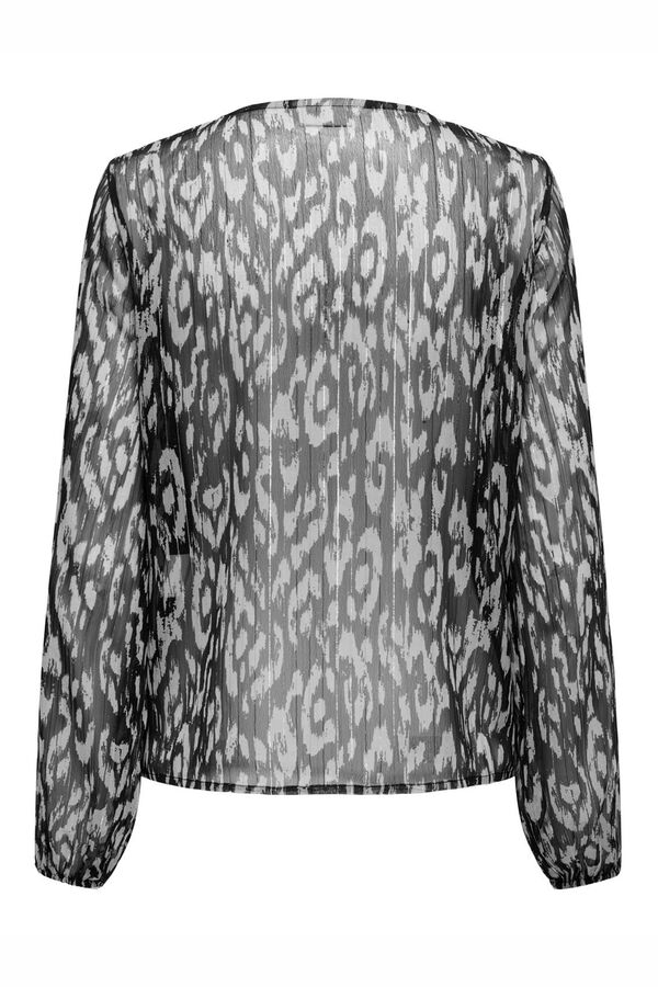 JDY Blusa manga comprida estampada preto