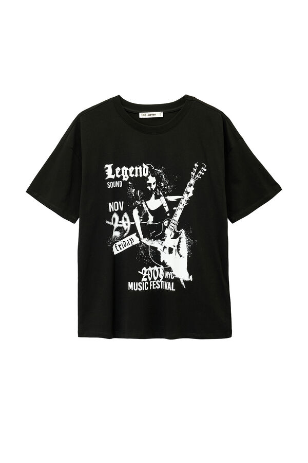 Koton T-shirt oversize de manga curta preto