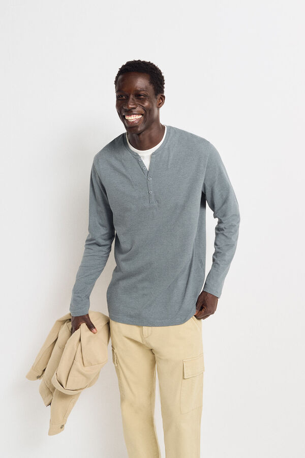 Springfield Camiseta manga larga cuello panadero rayas azul