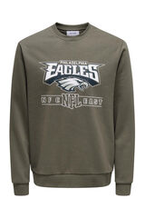 Only & Sons Sweatshirt com gola redonda e desenho frontal castanho