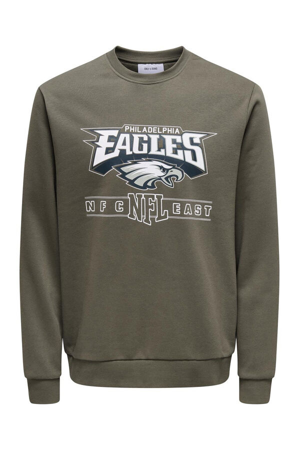 Only & Sons Sweatshirt com gola redonda e desenho frontal castanho