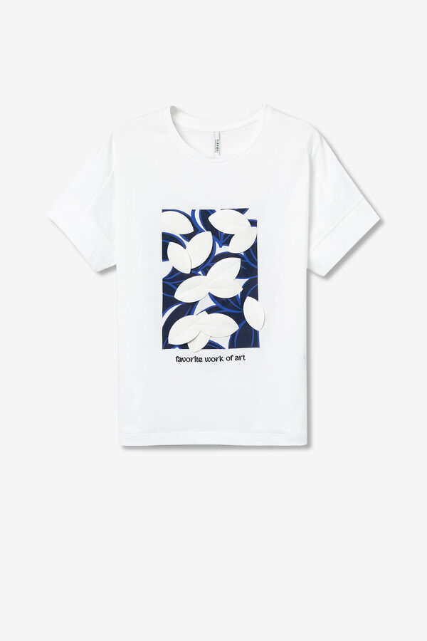 Tiffosi Camiseta Estampado con Apliques blanco