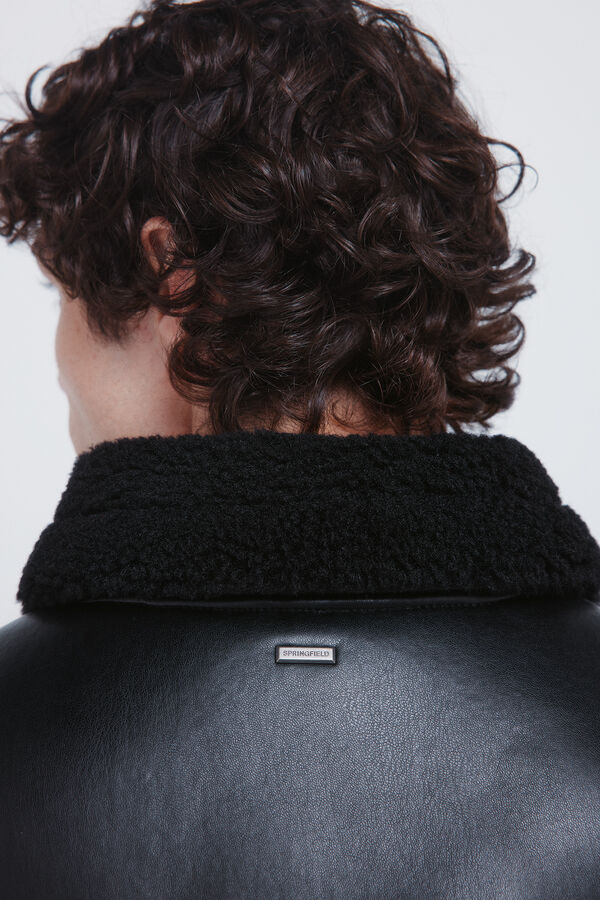 Springfield Cazadora aviador efecto piel doble faz negro