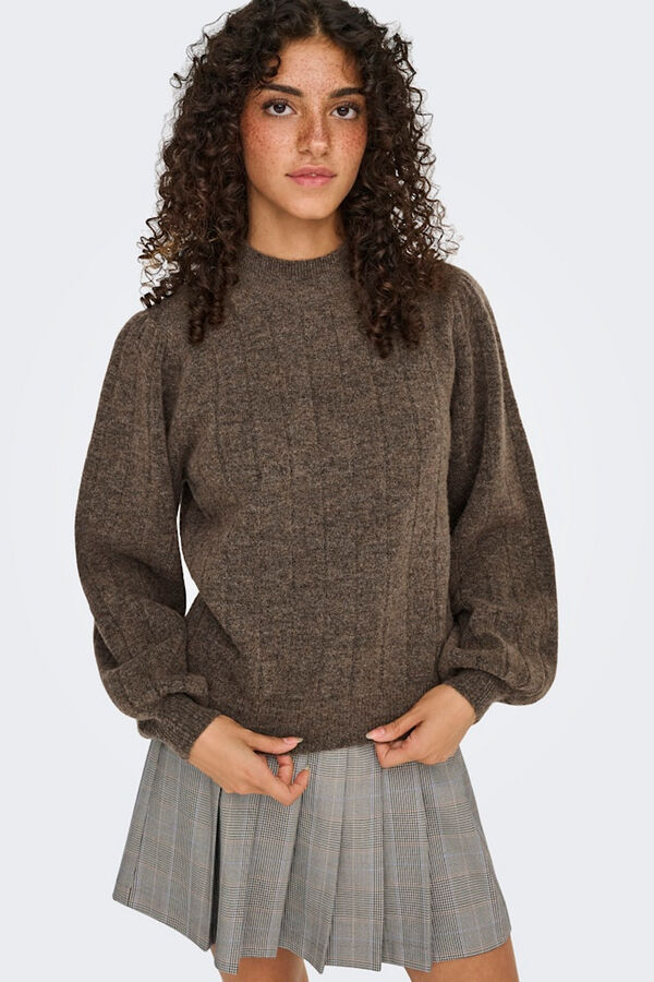 Only Jersey cuello perkins marr&oacute;n