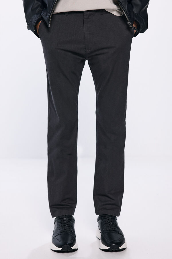 Springfield cal&ccedil;as chino slim fit com micro estampado cinzento