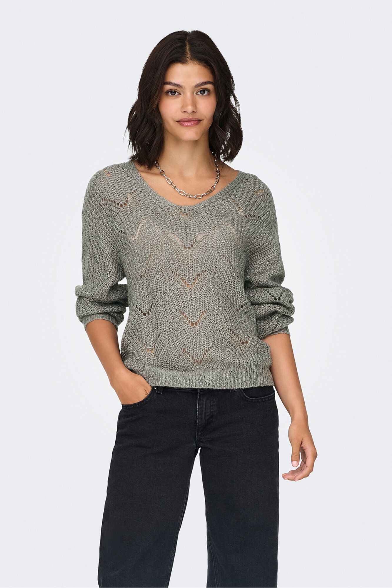 JDY Jersey cuello pico lurex