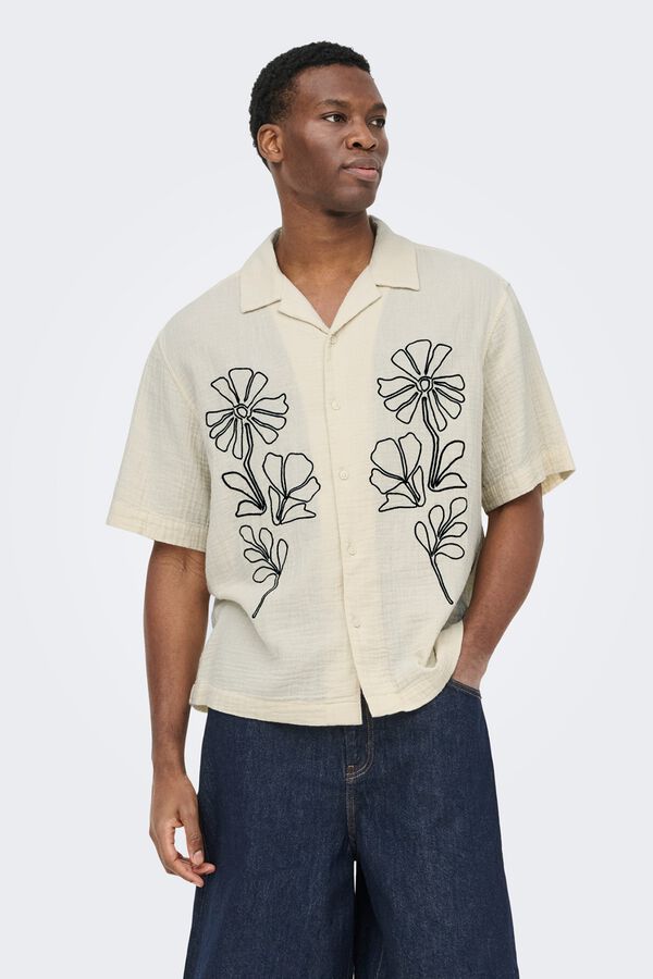 Only & Sons Camisa de manga curta bege