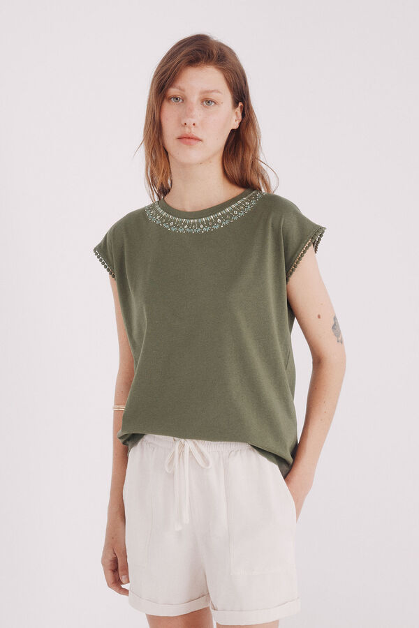 Springfield Camiseta gráfica étnica verde