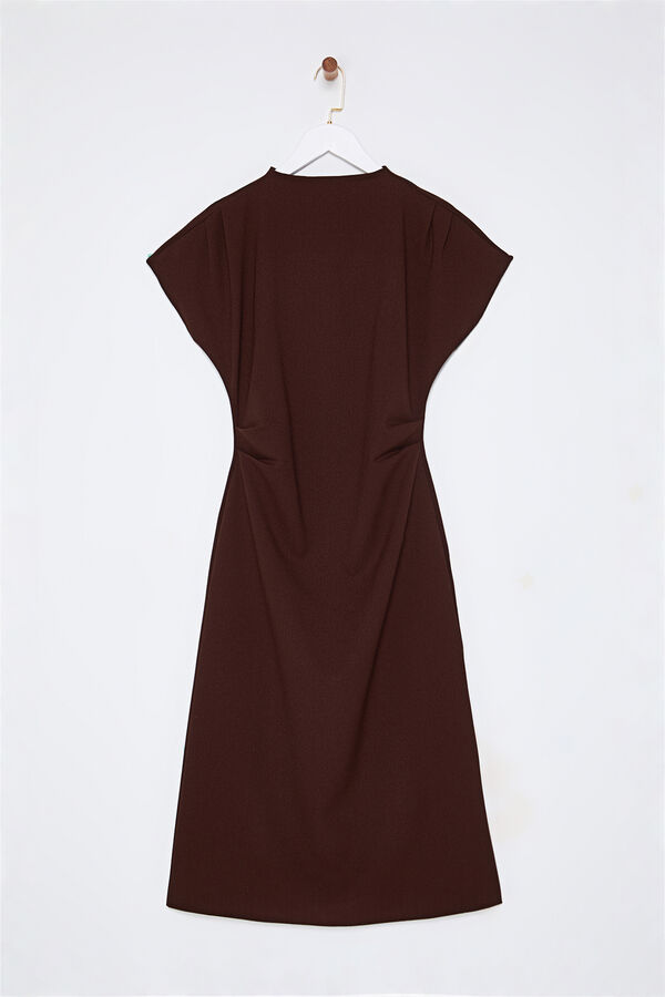 Trendyol Vestido midi com gola virada para baixo cru
