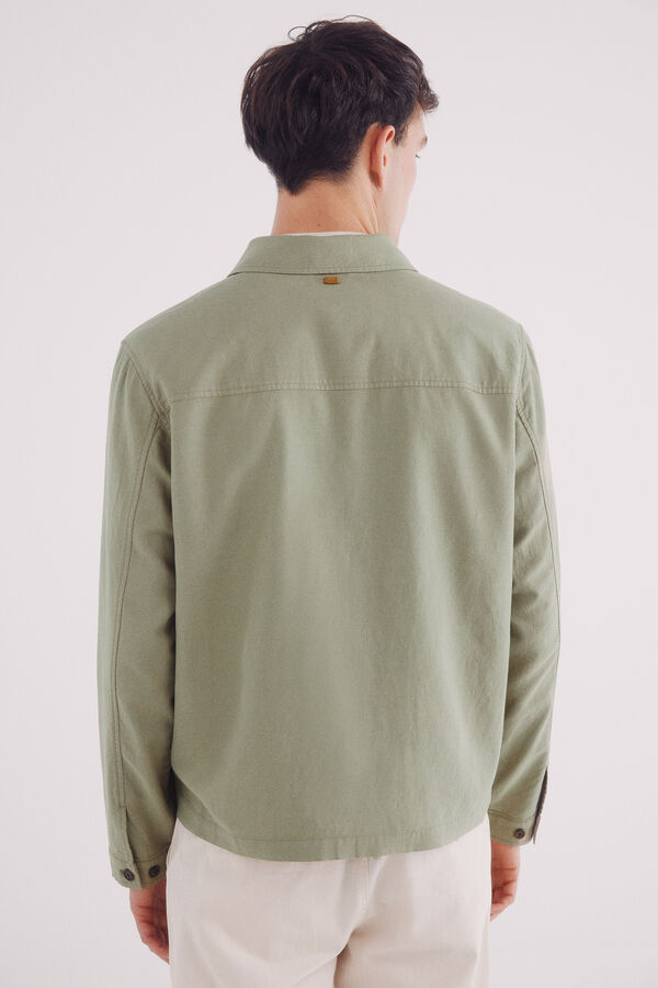 Springfield Sobrecamisa lino-algod&oacute;n kaki