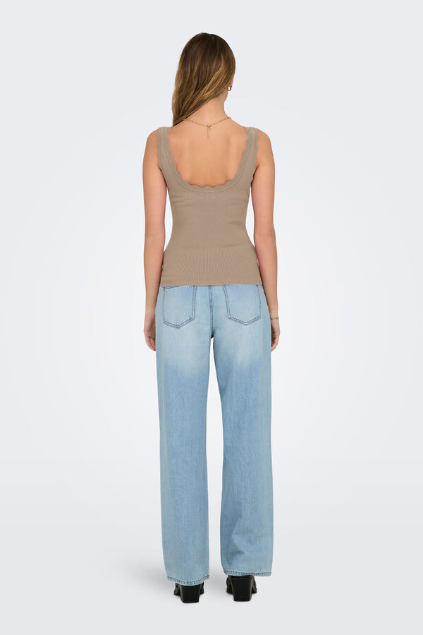 JDY Top de punto ondas beige