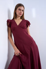 Topshop Vestido comprido gola em bico vermelho