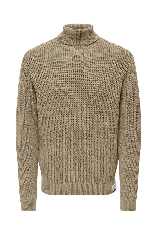Only & Sons Su&eacute;ter de malha masculino de regular fit bege