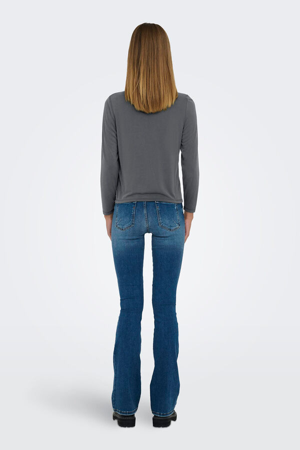 Only Top manga larga cuello alto gris