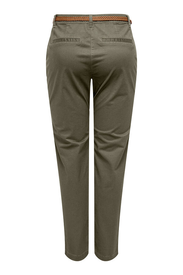 JDY Calças chino Caqui escuro