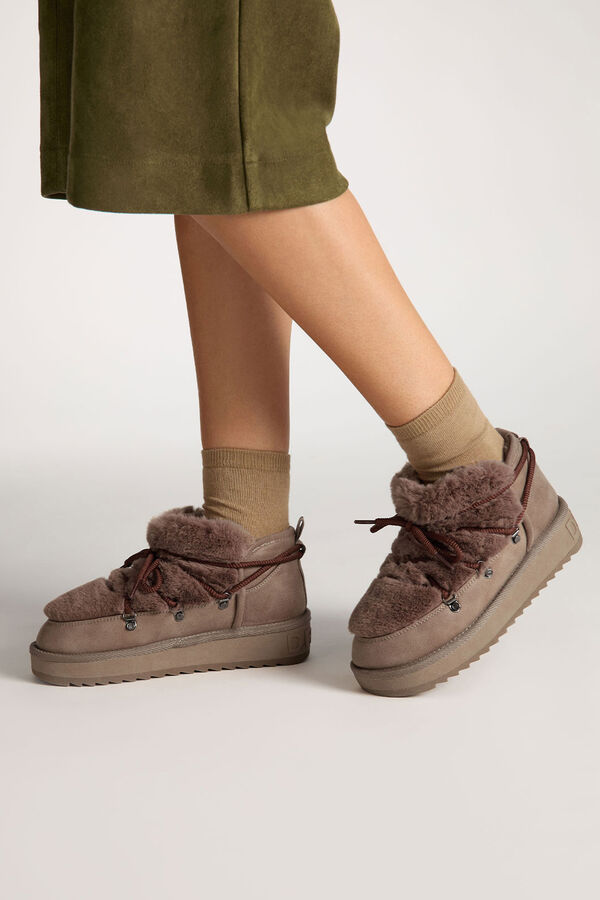 D. Franklin Botines Nordic bajos con forro de pelo interior tostado