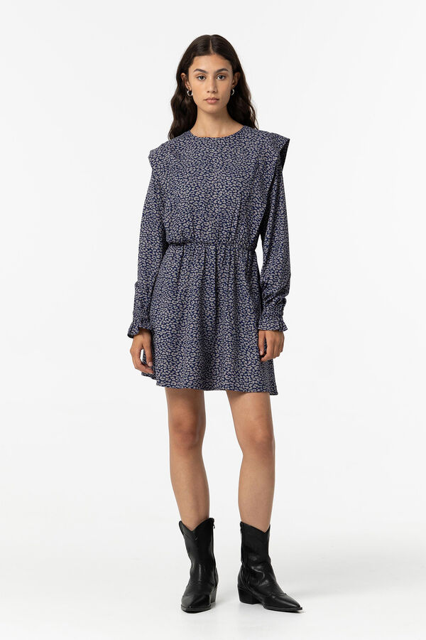 Tiffosi Vestido Estampado con Elástico en Cintura azul