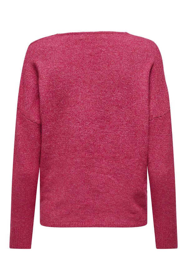 Only Su&eacute;ter com gola em V rosa