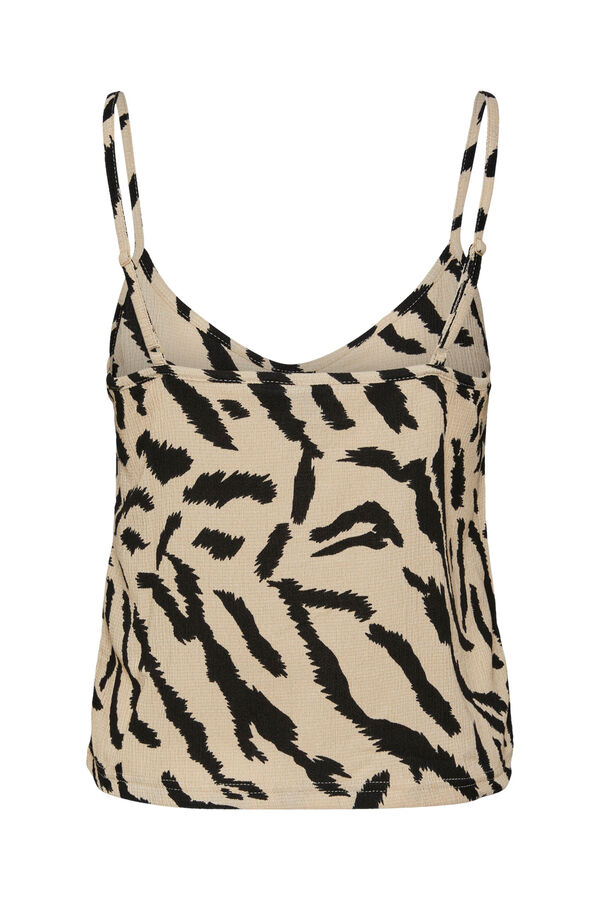 Pieces Top de al&ccedil;as com fecho abotoado bege