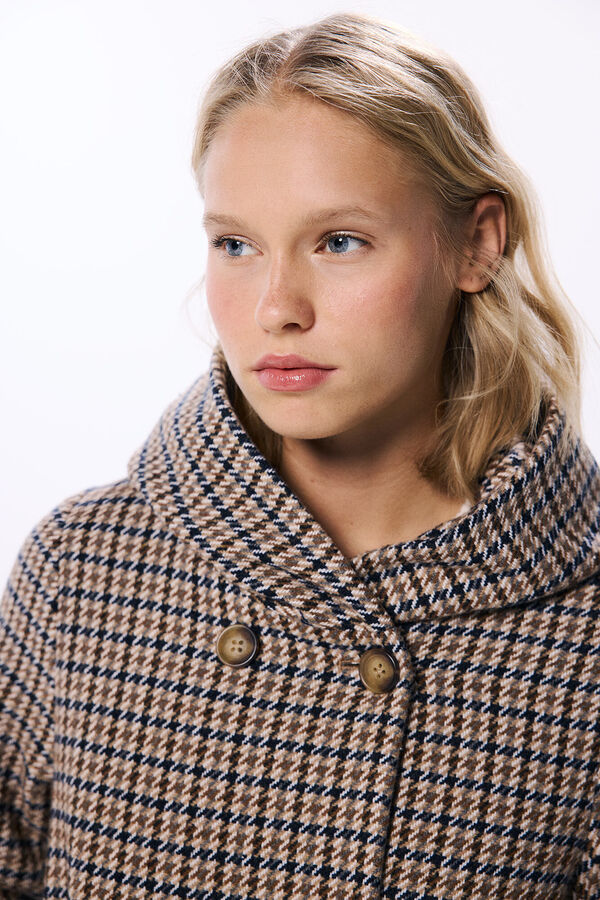 Springfield Abrigo capucha botones cuadros nude